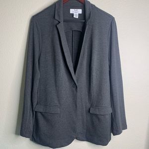 Magaschoni Women's Gray Button-Front Long-Sleeve Blazer Jacket Size 1X